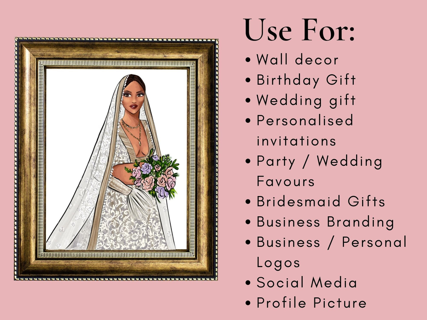 Custom Illustration, custom wedding portraits, custom graduation gift, custom fashion illustration, digital download - PNG