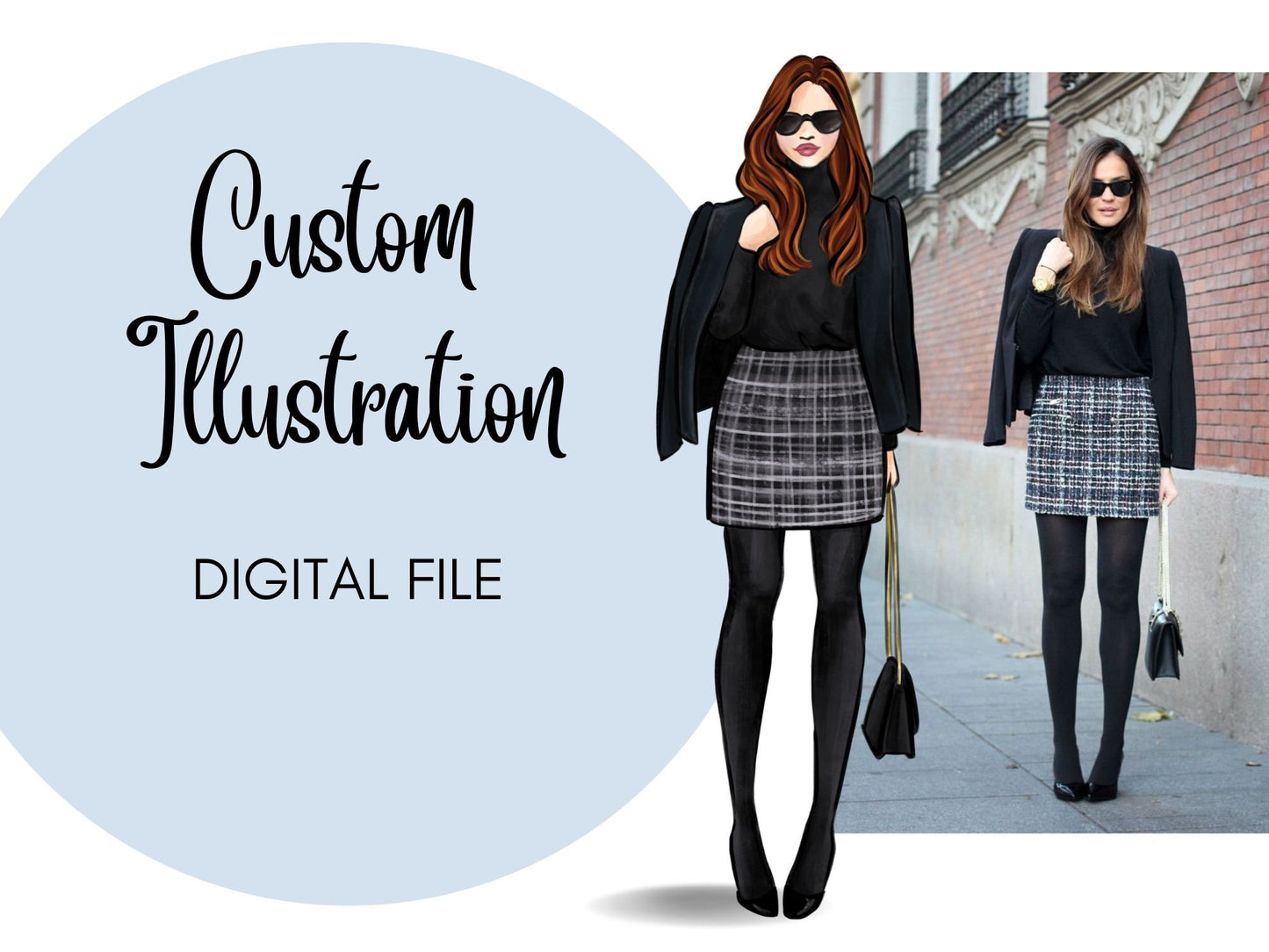 Custom Illustration, custom wedding portraits, custom graduation gift, custom fashion illustration, digital download - PNG